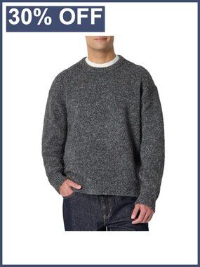 Relaxed Fit Faux Mohair Crewneck Pullover Sweater Wool Blend